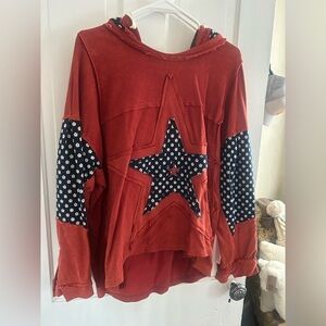 POL Red Knit Top with Star Detail